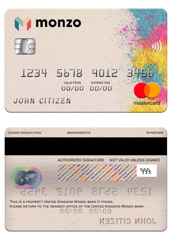 United Kingdom Monzo bank mastercard